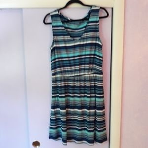 Merona knee length striped dress w elastic waist